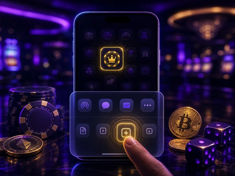 Dodajanje Bizzo Casino aplikacije na začetni zaslon iPhona prek Safarija