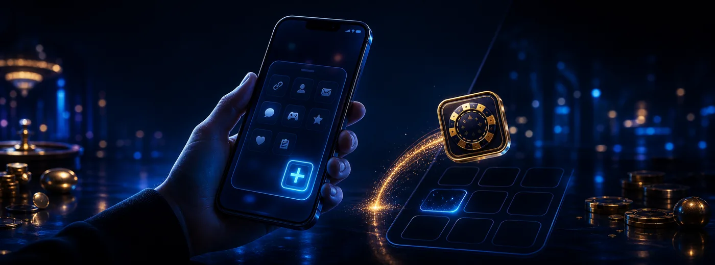 Potrditev koraka Dodaj na začetni zaslon za Bizzo Casino PWA na telefonu
